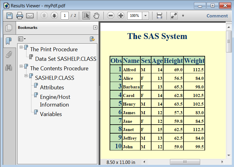 PDF Output with Banker Style Applied