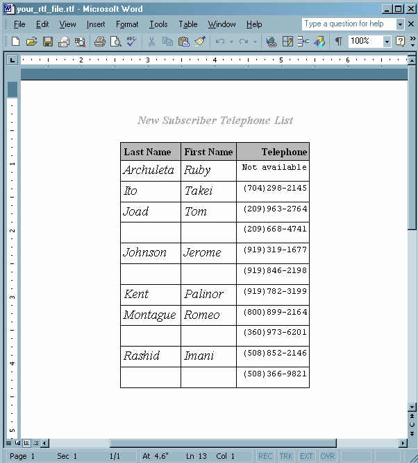 [RTF Output Viewed with Microsoft Word]