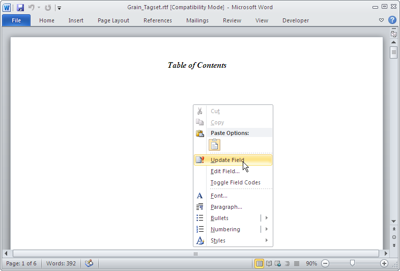 Collapsed Table of Contents