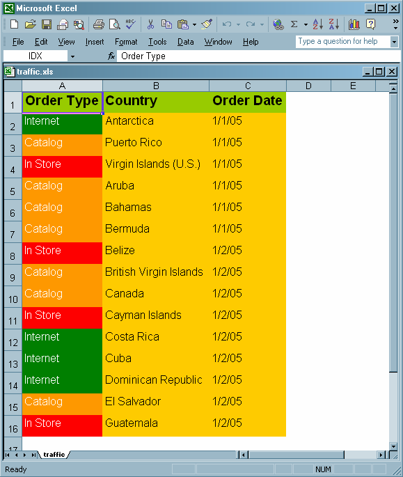 Markup Destination Output Viewed with Excel
