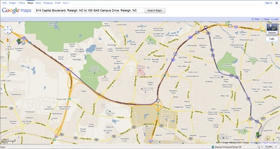 Shortest Path for Road Network at 5:00 P.M. in Google Maps