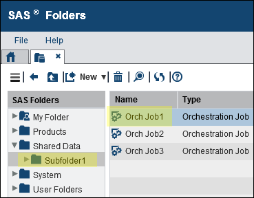 Orchestration Jobs in a Subfolder of the SAS Folders Tree