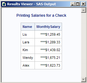 Printing Salaries for a Check