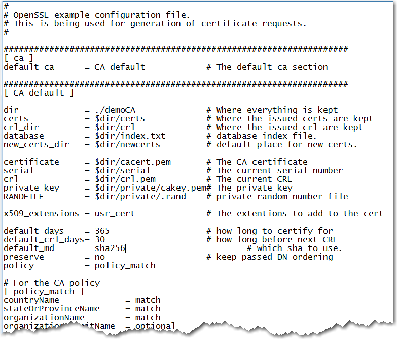 Example of an OpenSSL.cnf file