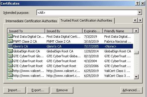 Digital Certificate Installation in the Certificate Store in Windows