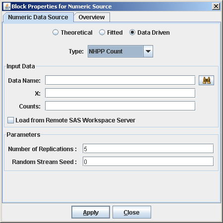 NHPP Count Option for the Numeric Source Block