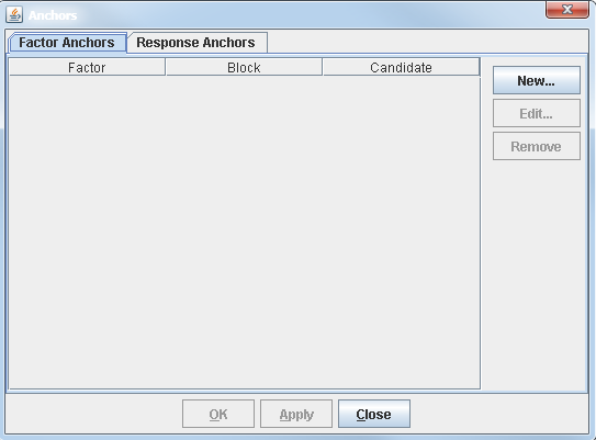 Sample Anchors Dialog Box