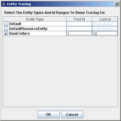 Entity Tracing Dialog Box