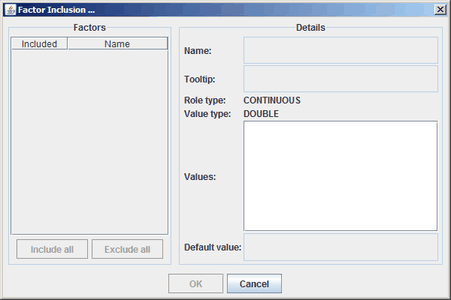 Factor Inclusion Dialog Box