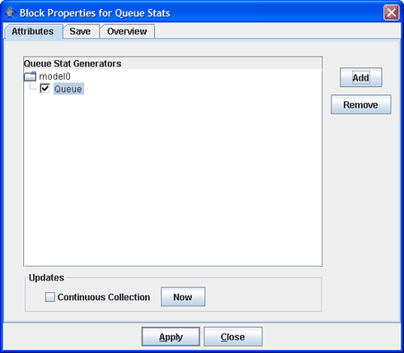 Properties Dialog Box for Queue Stats Collector Block