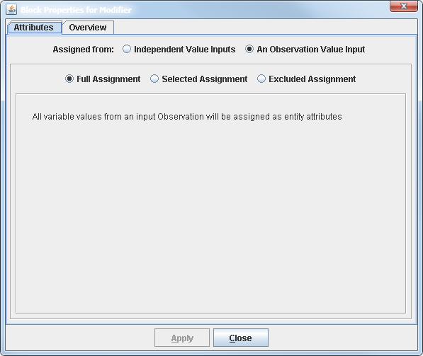 Modifier Block Dialog Box