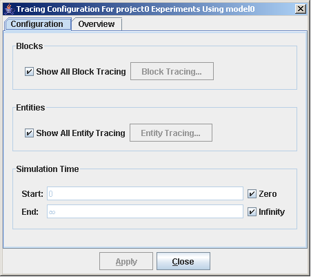 Tracing Configuration Dialog Box