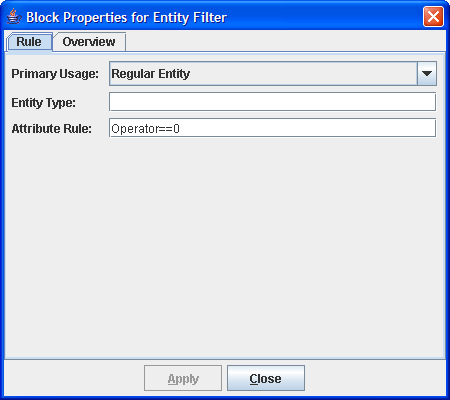 Properties Dialog Box for Entity Filter
