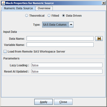Sample Numeric Source Block That Uses a SAS Data Set