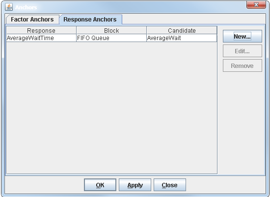 Populated Anchors Dialog Box