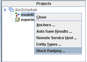 Block Ranking Option on the Model Menu