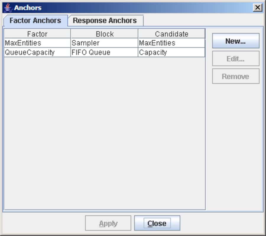 Sample Anchors Dialog Box