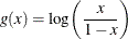 \[ g(x)= \log \biggl ( \frac{x}{1-x} \biggr ) \]