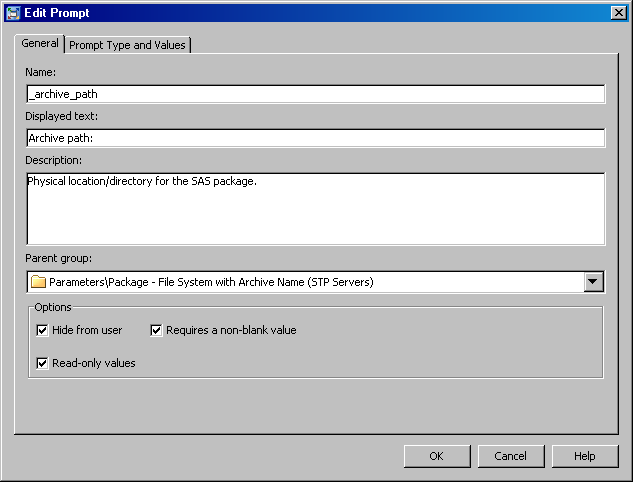 [General tab for _ARCHIVE_PATH prompt]