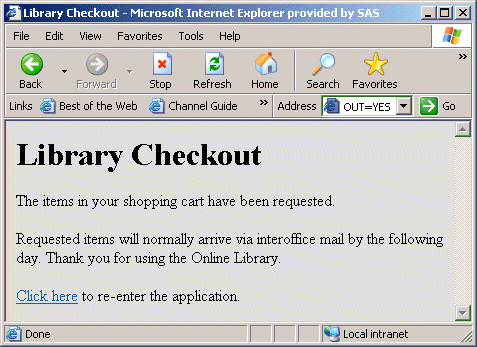 [Library checkout page]