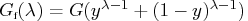 g_{{\tiny f}}(\lambda)= g(y^{\lambda-1} +(1-y)^{\lambda-1})