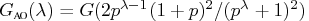 g_{{\tiny ao}}(\lambda)= g(2p^{\lambda-1}(1+p)^2/(p^\lambda+1)^2)