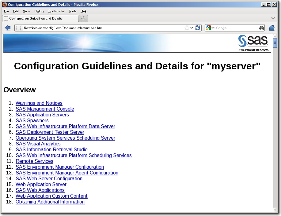 Configuration Guidelines and Details page