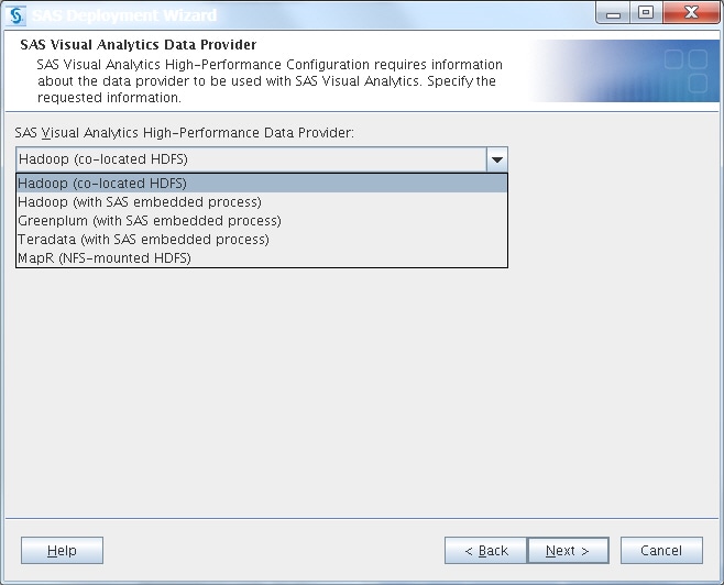 SAS Visual Analytics Data Provider page