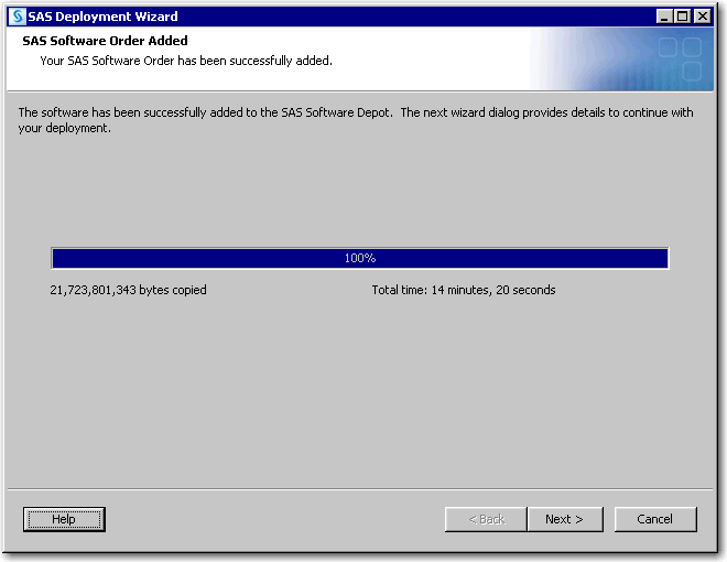 Adding SAS Software Order (finished) page