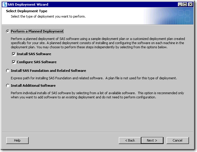 Example of a SAS Deployment Wizard Page