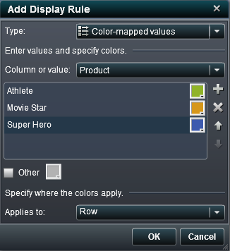 Add Display Rule Window with Color-Mapped Values Displayed