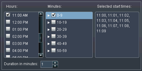 multiple minutes selected