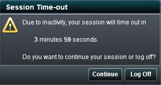 Session Time-out Warning Message
