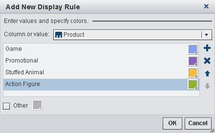 Add New Display Rule Window with Values and Colors Specified