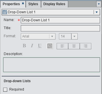Properties for a Drop-down List Control