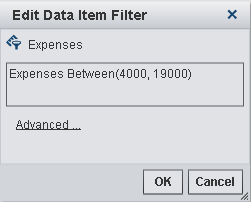 Edit Data Item Filter Window with a Revised Filter