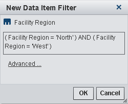 New Data Item Filter Window with a Revised Filter
