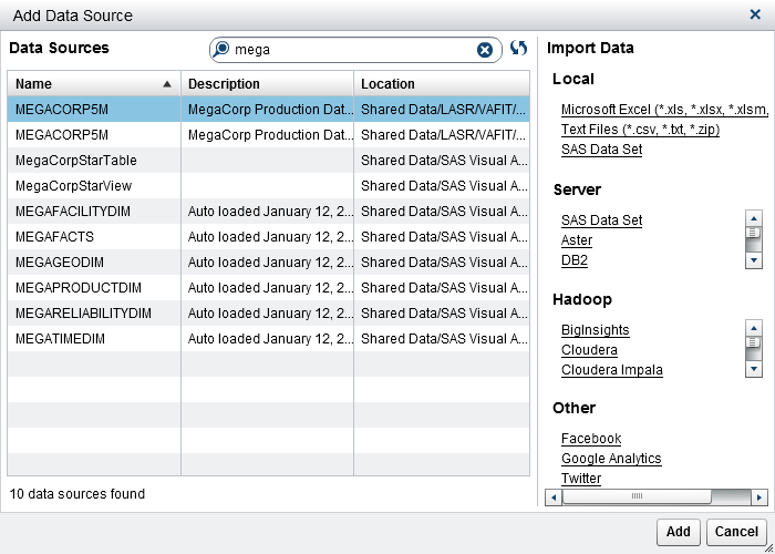 Add Data Source Window with the Import Data Pane