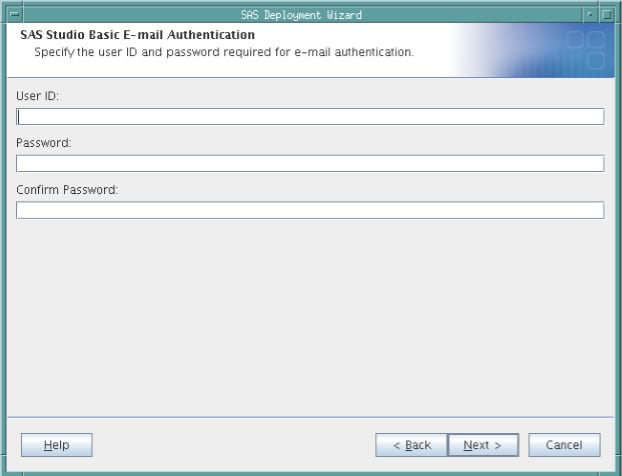 SAS Studio Basic Email Authentication Step in the SAS Deployment Wizard