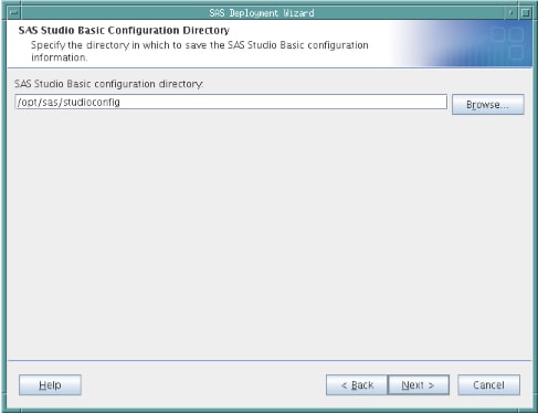 SAS Studio Basic Configuration Directory Step in the SAS Deployment Wizard