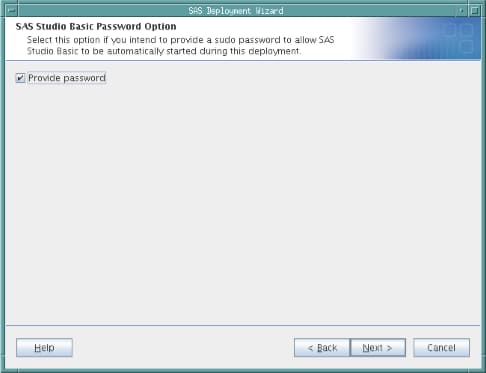 SAS Studio Basic Password Option Step in the SAS Deployment Wizard