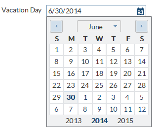 Calendar for Selecting Vacation Days