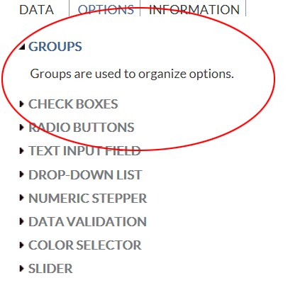 Groups, Check Boxes, and Radio Buttons in the task template
