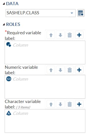 Data and Roles Sections in the User Interface