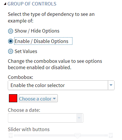 Example of Disabled Options in the User Interface