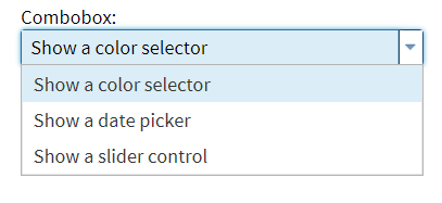 Show Options for the Combobox Control