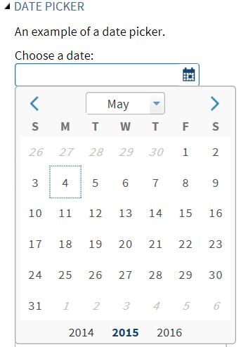 Example of a Date Picker Control