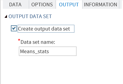 Output Data Set Options for the Summary Statistics Task