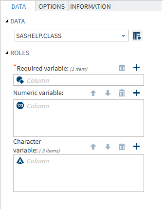 Data and Roles Sections in the User Interface
