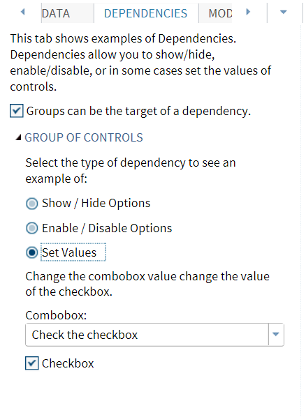 Set Values Radio Button Is Selected